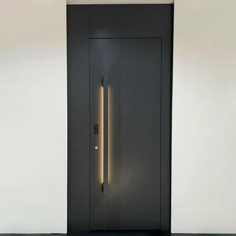 Porte d'entrée à panneau nid d'abeille en aluminium avec éclairage LED