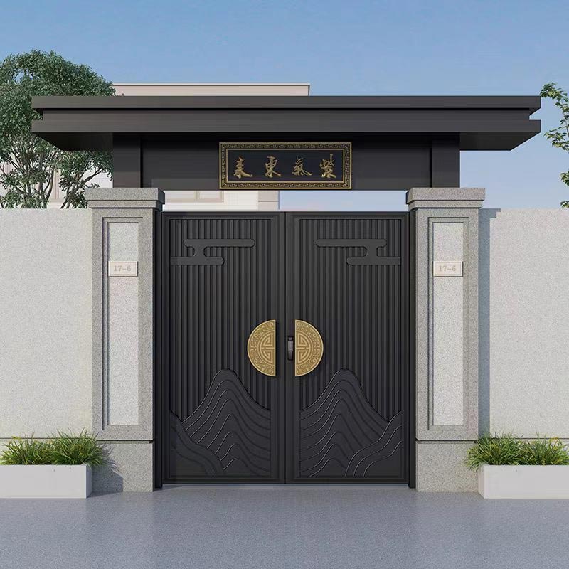 Italian Minimalist Courtyard Cast Aluminum Door